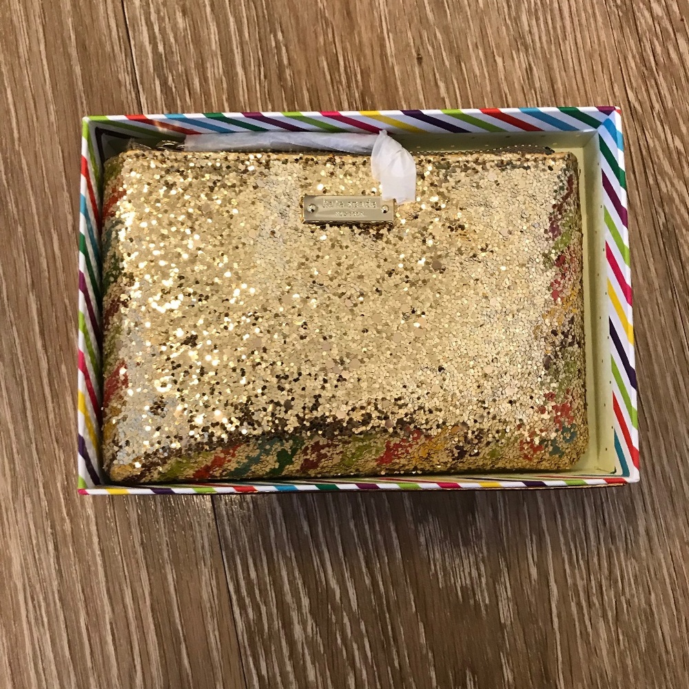 Kate Spade NWT gold sparkly sequined wallet